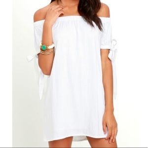 Lulu’s Al Fresco Ivory Off-the-Shoulder Dress